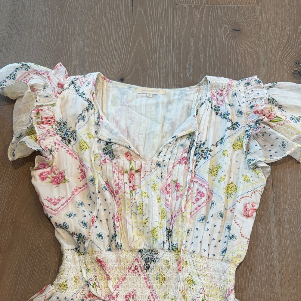 LoveShackFancy Multicolor Floral Ruffle Dress - Picture 3 of 10